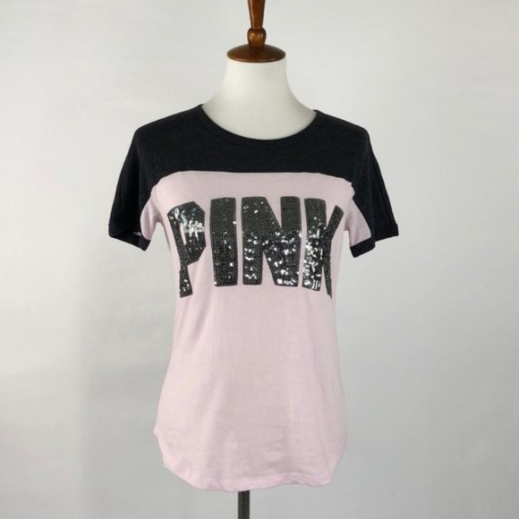 PINK Victoria's Secret Tops - Victoria’s Secret PINK Glitter Logo T-Shirt